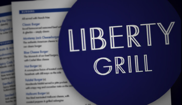 Logo design. Identity and menus for Liberty Grill
